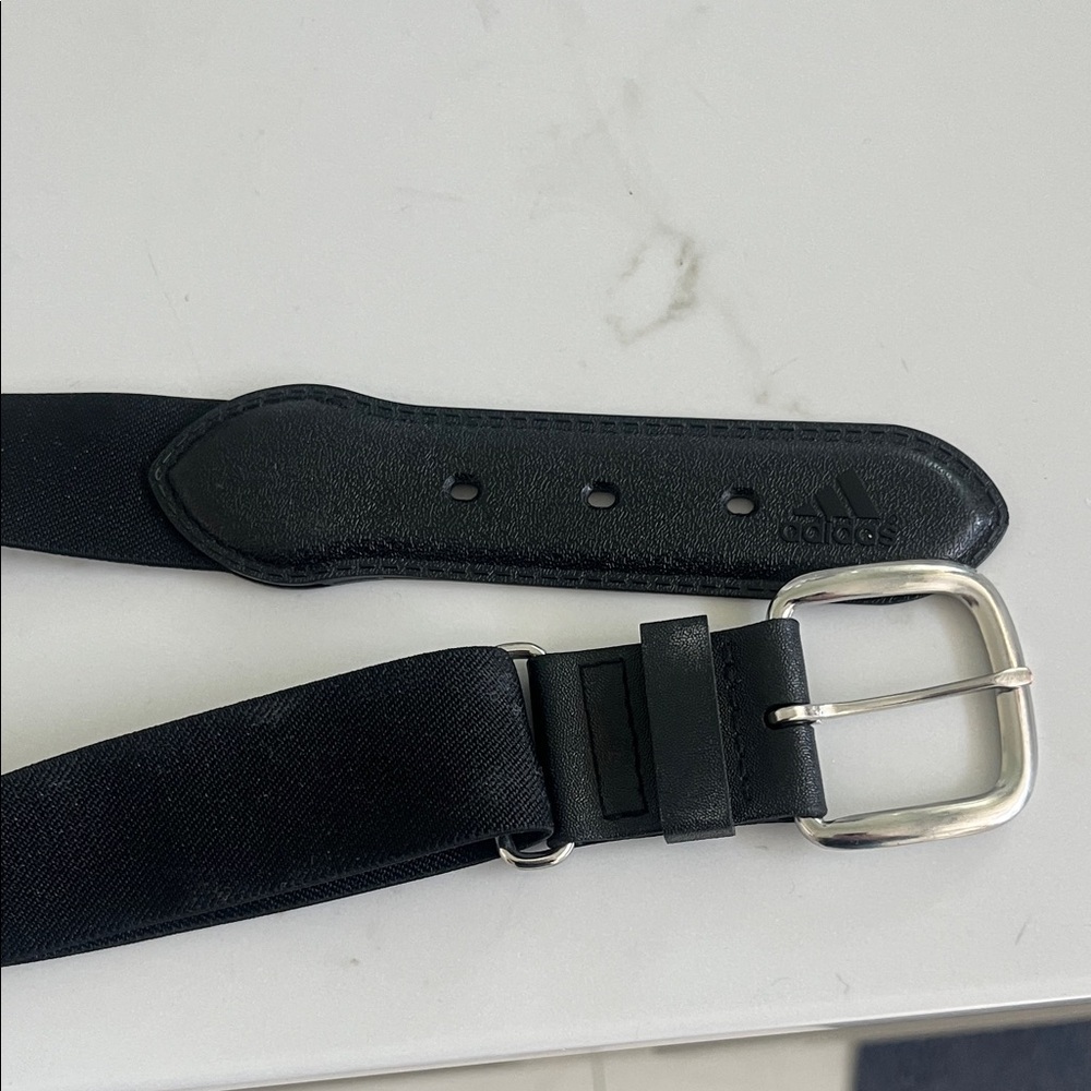 adidas Black youth baseball Belt with Silver Buckle